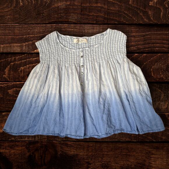 Free People We The Free Little Bit of Something Ombre Oversized Smocked Blouse - Picture 2 of 8